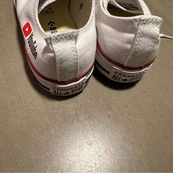 Converse Chuck Taylor All Star Low White Canvas Sneakers YouTube Logo 9.5 - Picture 13 of 15